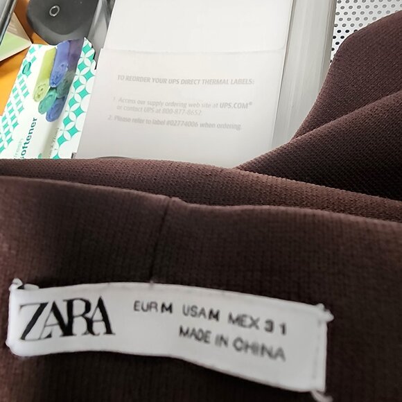 Zara Womens Brown Knit pullon pants Medium piping sides Fall transition - Picture 2 of 6